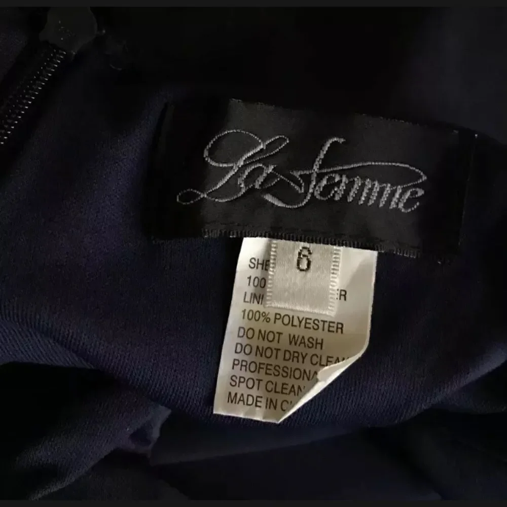 LA FEMME Open Back Jersey Gown Navy size 6